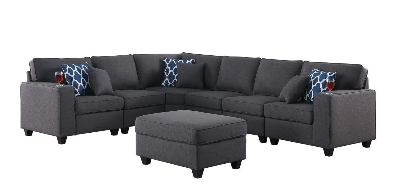 Cooper - Comfort Sectional Sofa With Ottomans And Cupholder Lilola Home