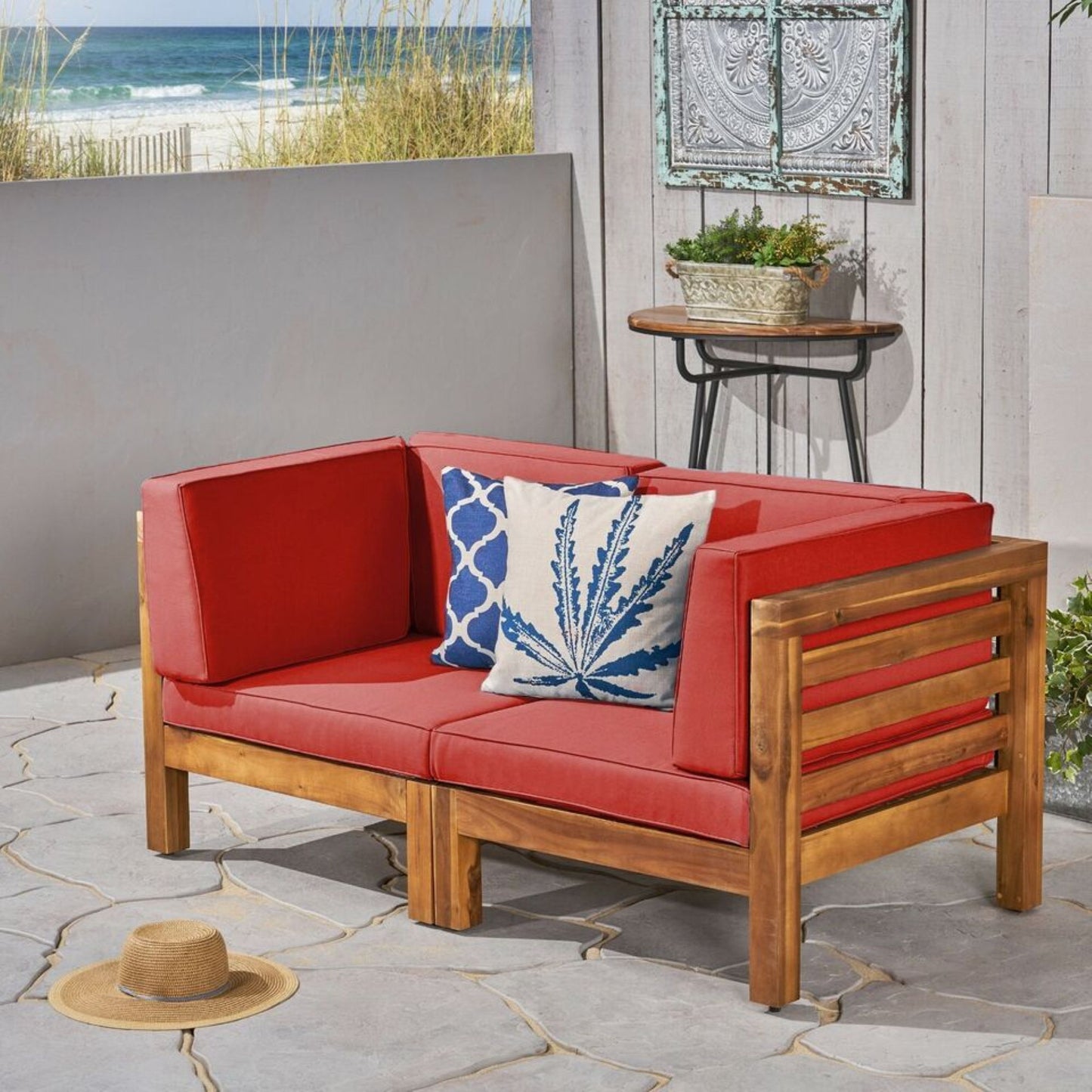 Oana - 2 Piece Loveseat Set With Water Resistant Cushions Noble House