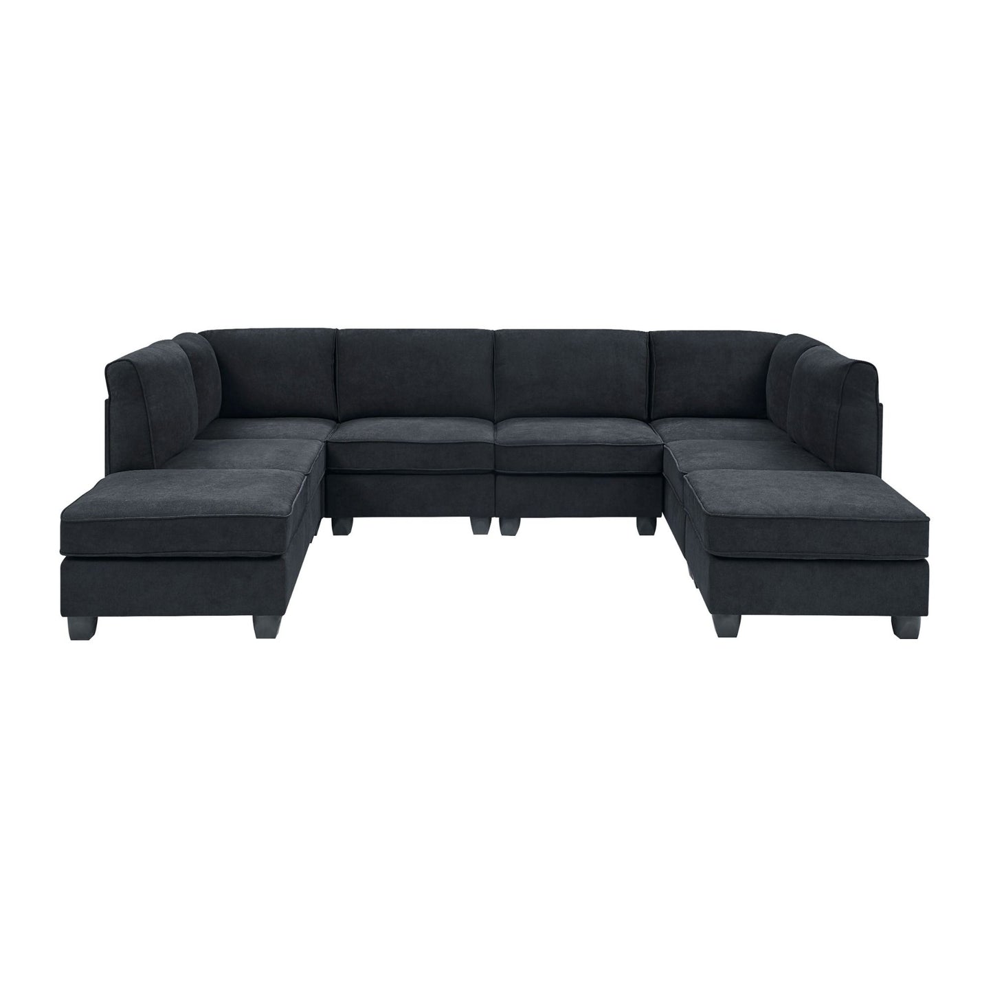 Upholstered Modular Sectional, Customizable Layout, Removable Cushions - Black Home Essentials
