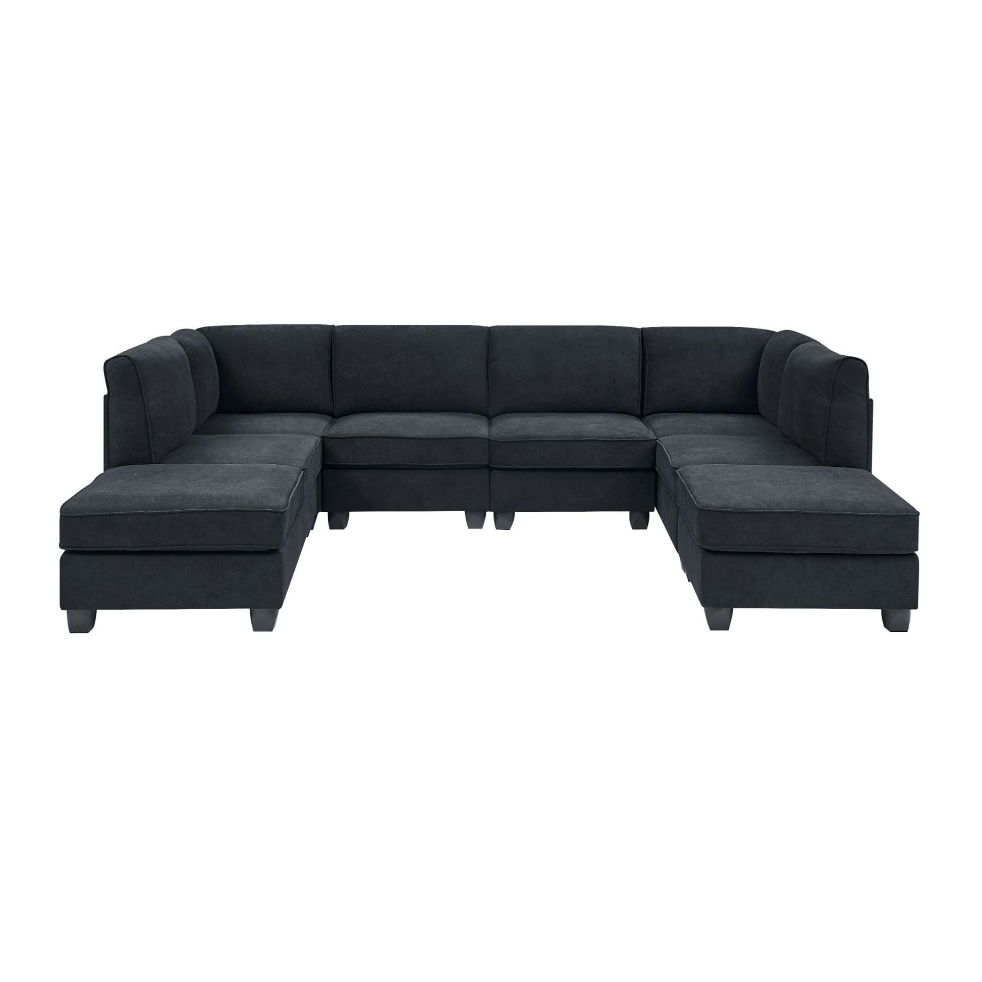 Upholstered Modular Sectional, Customizable Layout, Removable Cushions - Black Home Essentials