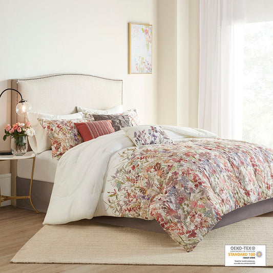 Mariana - King 7 Piece Printed Comforter Set - Multi