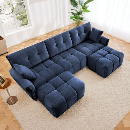 Sofa Set With Ottoman And Pillows, Textured, High Resilience Cushions Home Essentials