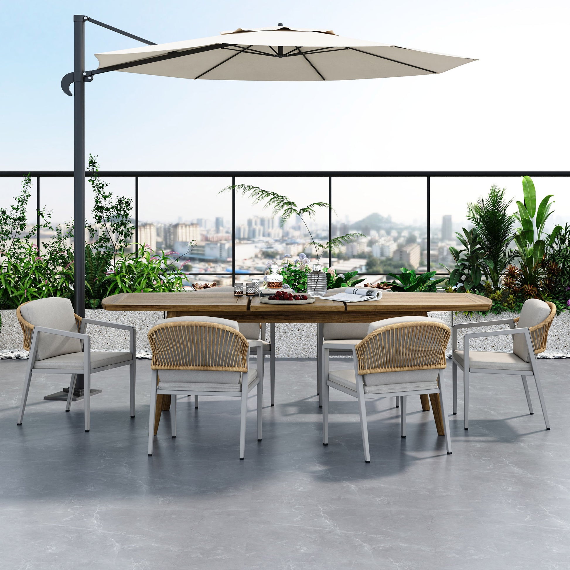 Outdoor Dining Chair (Set of 2) Wicker Rattan Woven Patio Chairs, Waterproof Seating - Gray Noble House
