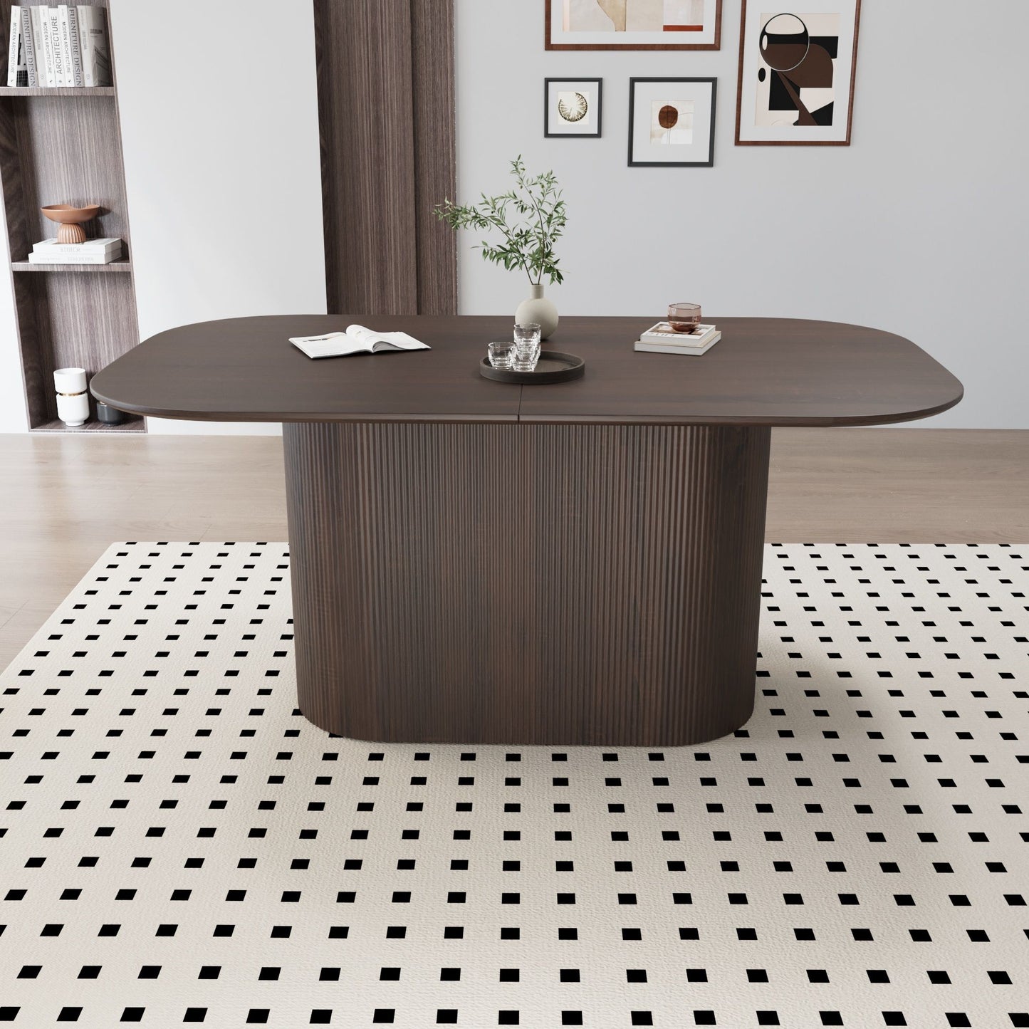 Modern Dining Table With Vertical Striped Legs Home Essentials