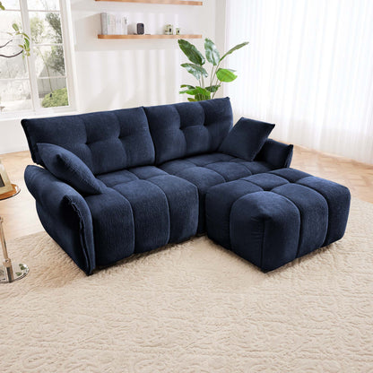 Sofa Set With Ottoman And Pillows, Textured, High Resilience Cushions Home Essentials