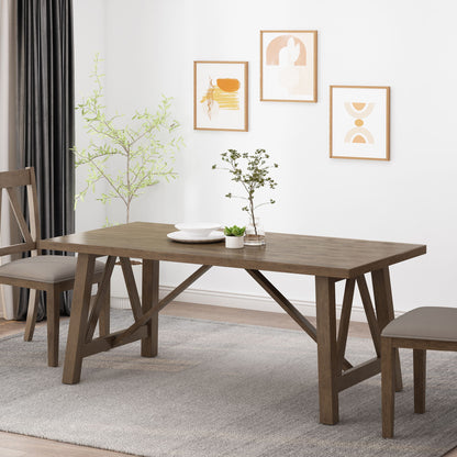 Farmhouse Style Dining Table With Wood Like Top Noble House