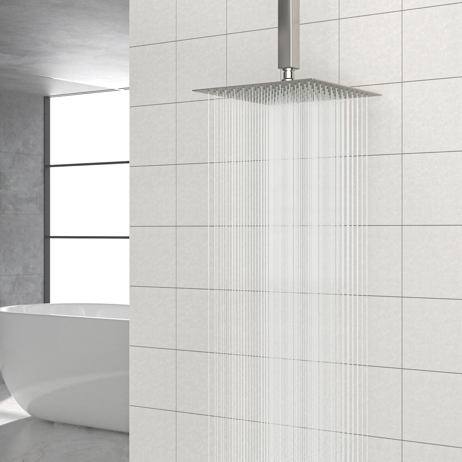 Modern 10" Square Rainfall Shower Head & Stainless Steel Wall Or Ceiling Mount Luxury Spa Shower Panel Daily Nest