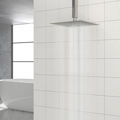 Modern 10" Square Rainfall Shower Head & Stainless Steel Wall Or Ceiling Mount Luxury Spa Shower Panel Daily Nest
