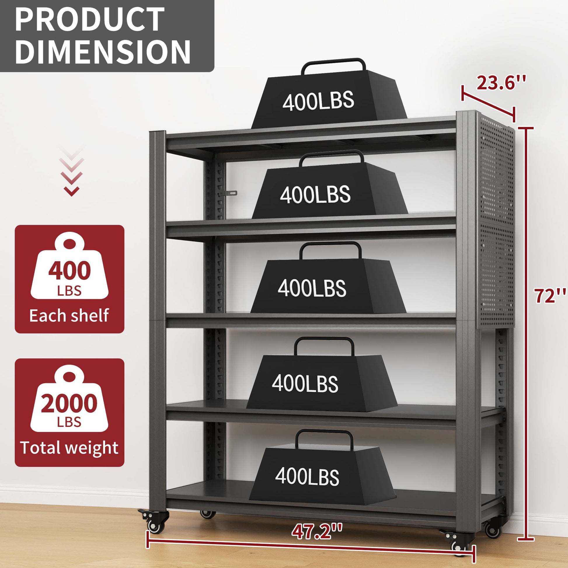 Heavy Duty Adjustable Metal Shelving Unit With Pegboard And Wheels For Multipurpose Storage Daily Nest