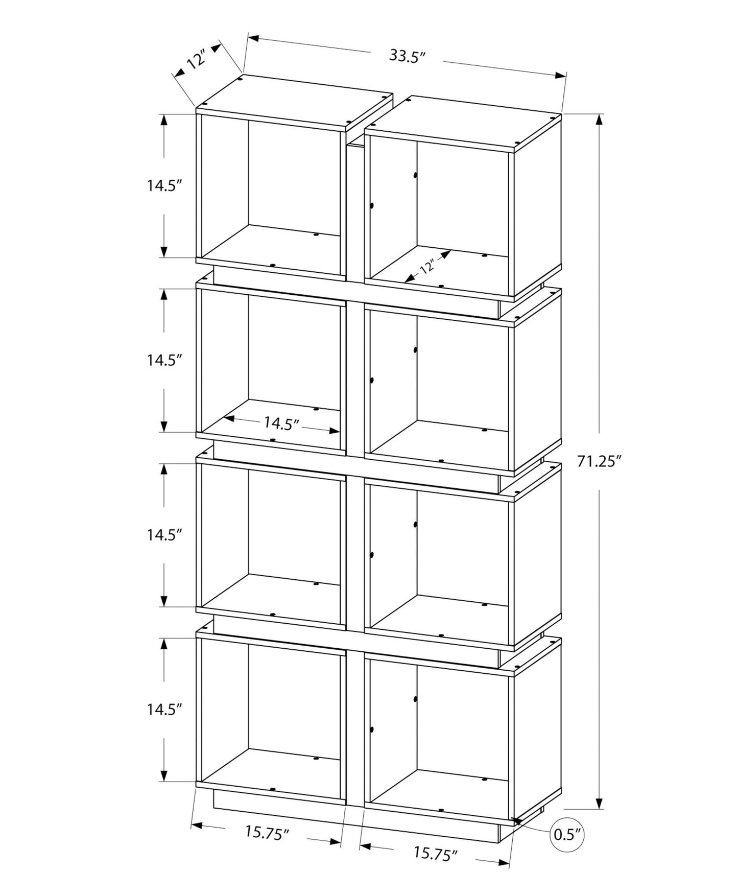 Bookshelf, Bookcase, Etagere, 5 Tier, For Office, Contemporary & Modern - White 8th Street
