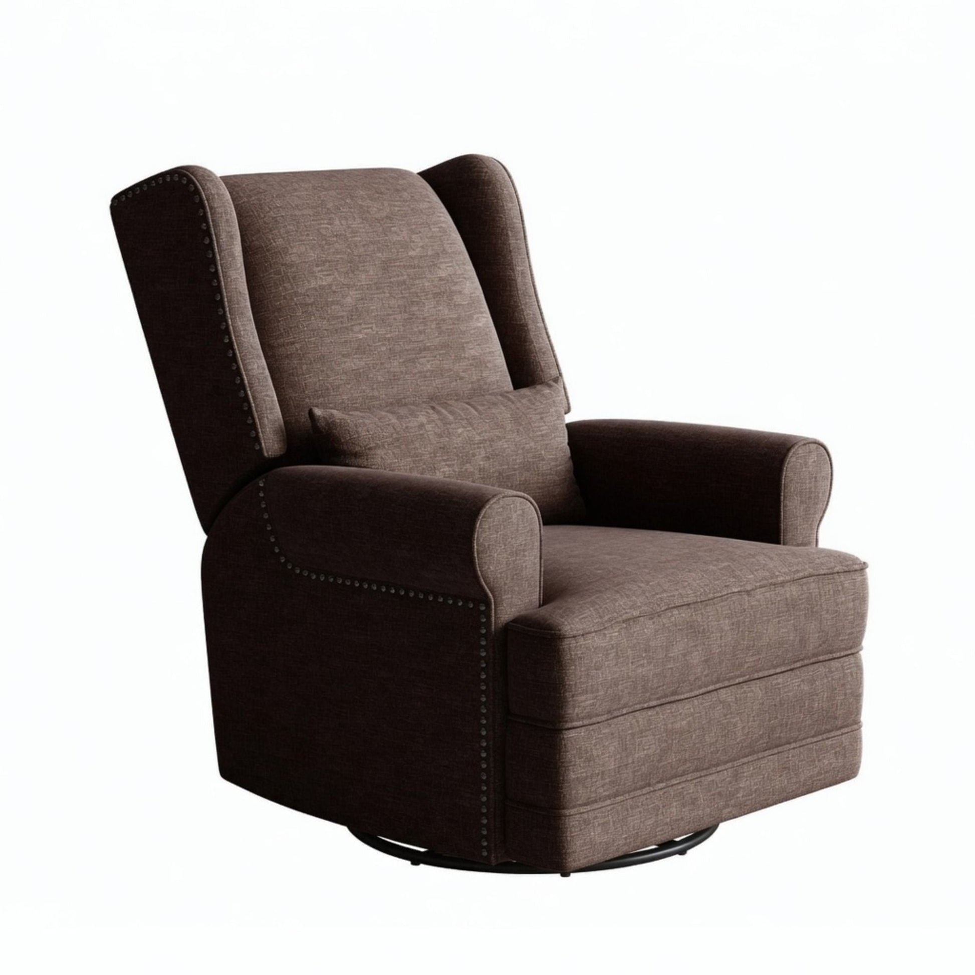 Extra Wide Swivel Recliner Glider Chair With Footrest - Brown Home Essentials