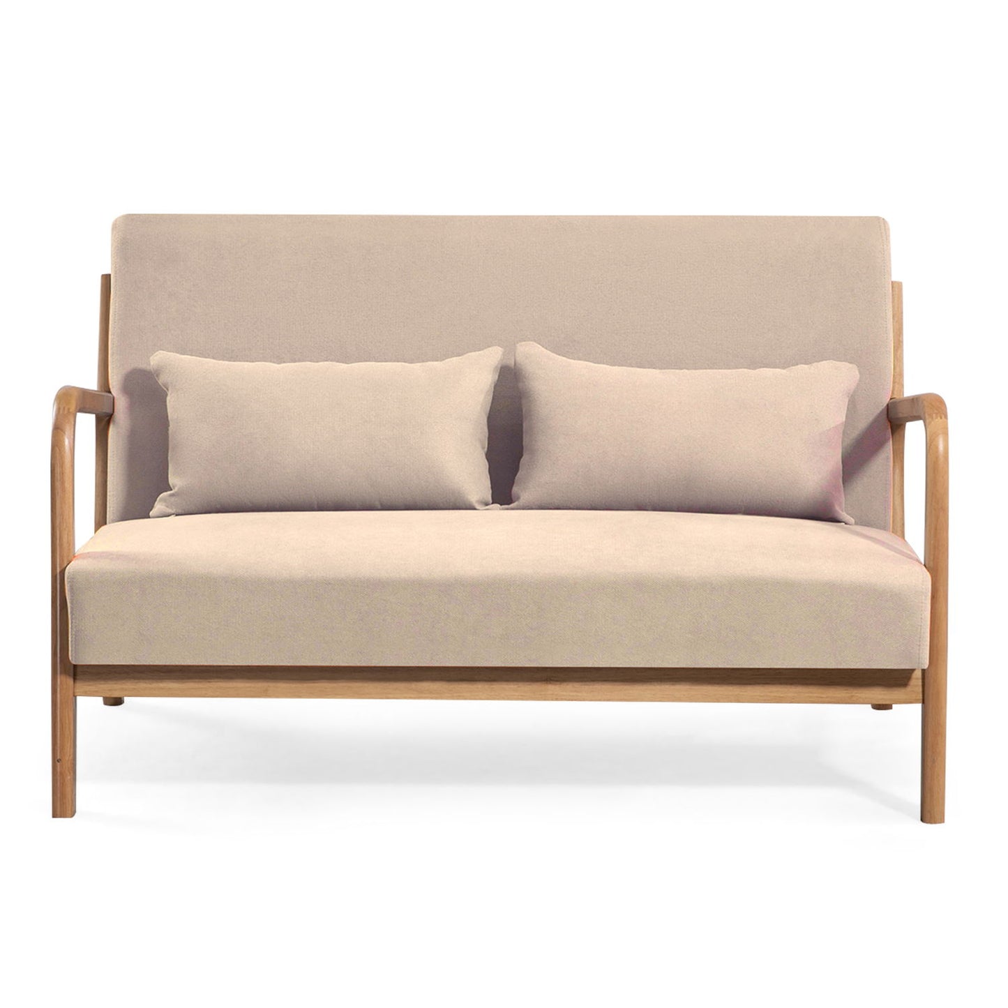 Leisure Chair With Solid Wood Armrest And Feet, Mid-Century Modern Accent Sofa, 2 Seat Home Essentials