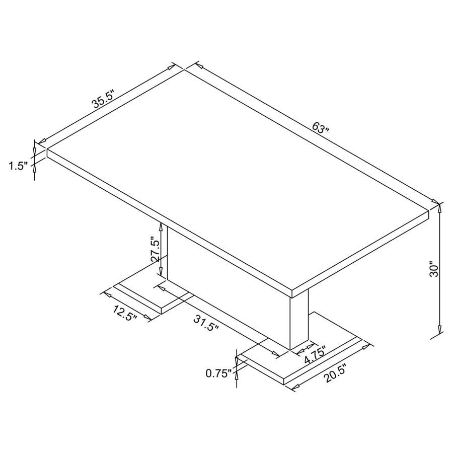 Anges - Rectangular Dining Table - White High Gloss CoasterEssence