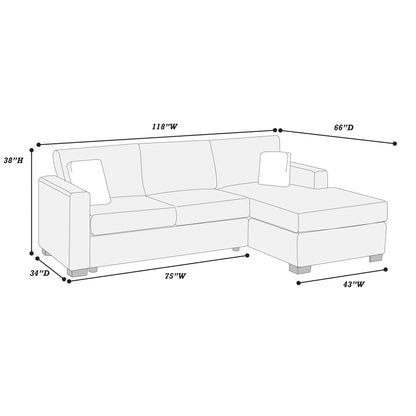Sectional Sofa Set With Reversible Chaise, Living Room Furniture Home Essentials