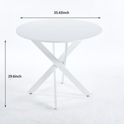 Mid-Century Dining Table For 4 - 6 People With Round MDF Table Top, Pedestal Dining Table, End Table Leisure Coffee Table, Cross Leg Home Essentials