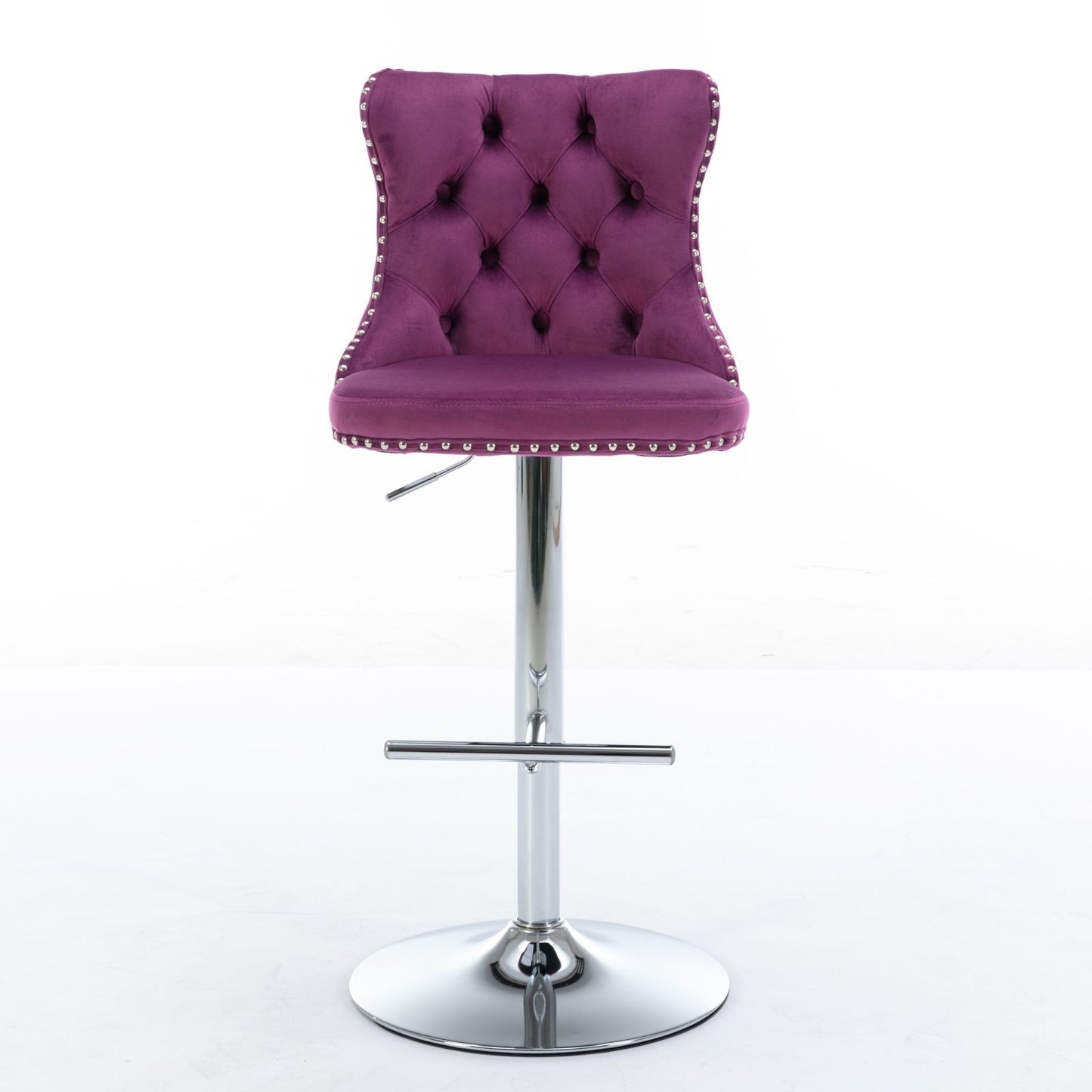 Swivel Velvet Barstools Adjusatble Seat Height From 25-33", Modern Upholstered Chrome Base Bar Stools With Backs Comfortable Tufted For Home Pub And Kitchen Island (Set of 2) Home Essentials