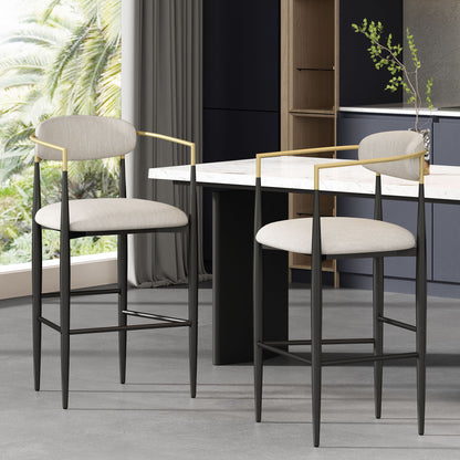 Upholstered Bar Stools With Backs For Kitchen Island (Set of 2) Noble House