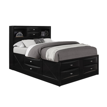 Lucille - 5 Piece Bedroom Set With Storage Drawers And Bookcase Headboard Global Furniture USA
