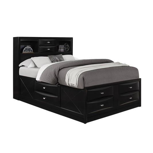 Lucille - 5 Piece Bedroom Set With Storage Drawers And Bookcase Headboard Global Furniture USA