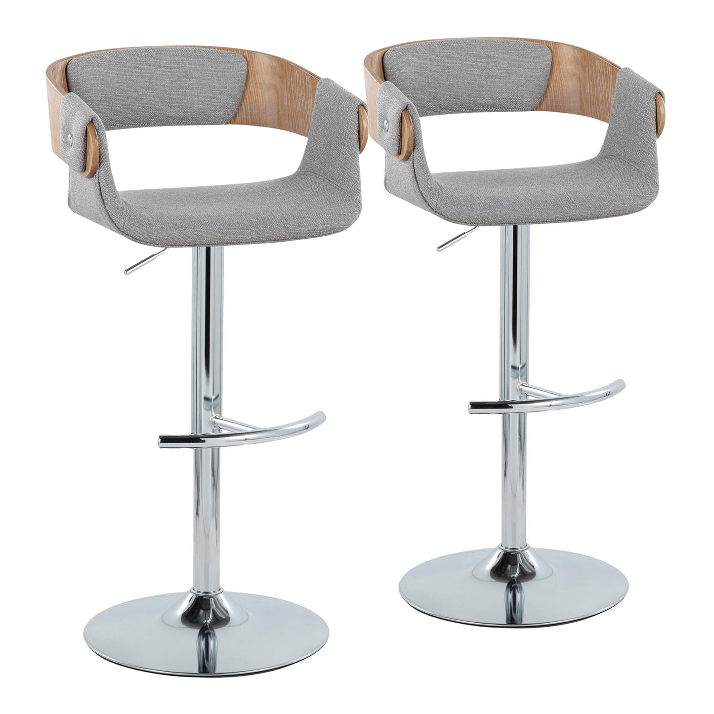 Elisa - Mid Century Modern Adjustable Barstool With Swivel With Rounded T Footrest (Set of 2) Lumi Source
