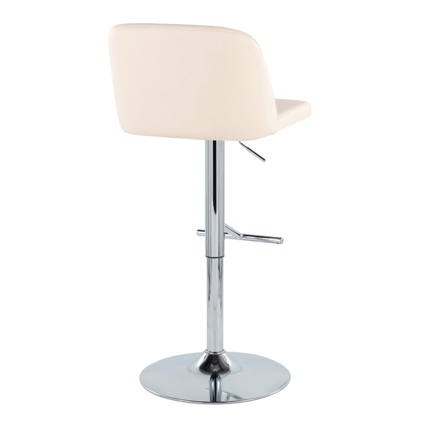 Toriano - Contemporary Adjustable Barstool With Swivel With Straight T Footrest (Set of 2) - Cream / Chrome Lumi Source