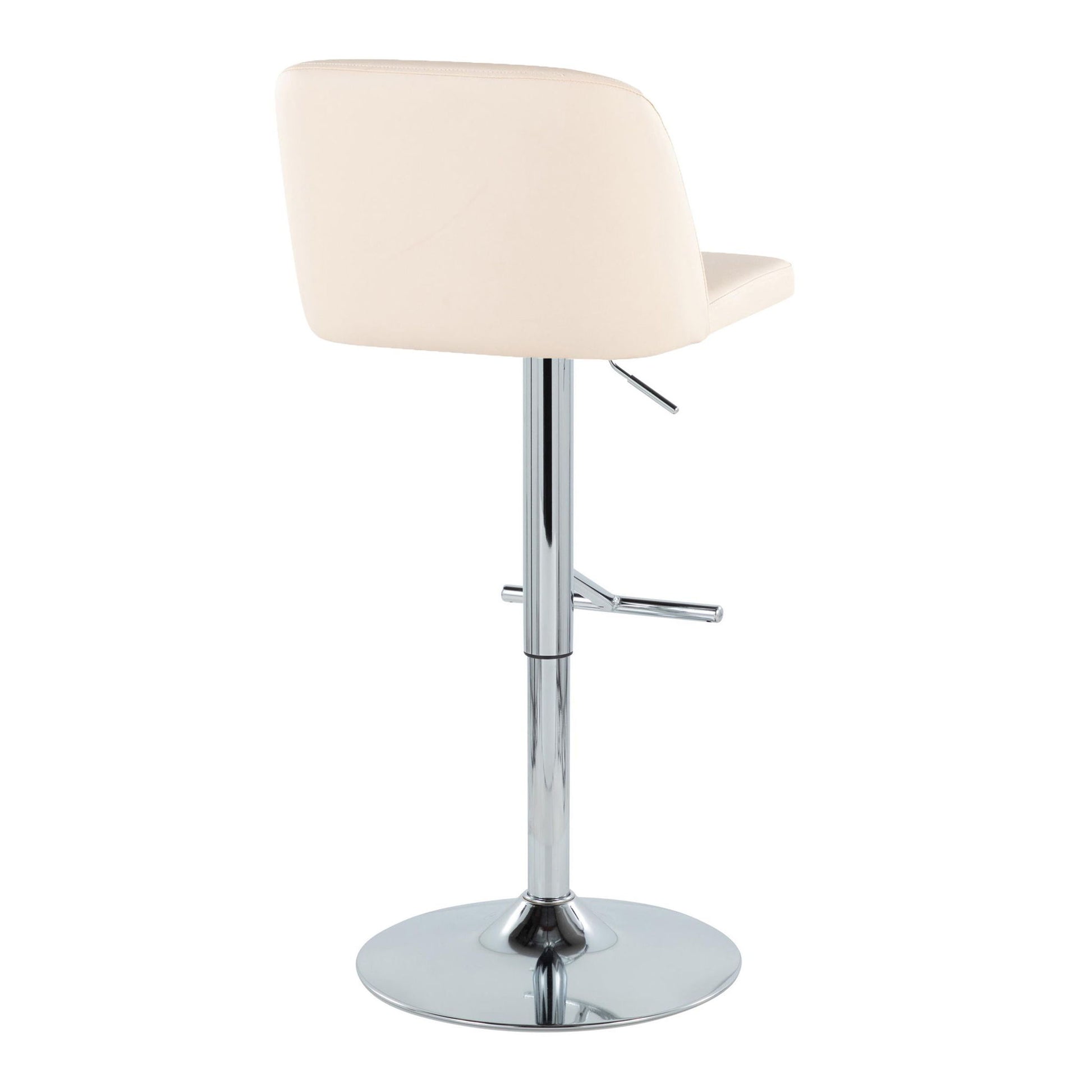 Toriano - Contemporary Adjustable Barstool With Swivel With Straight T Footrest (Set of 2) - Cream / Chrome Lumi Source