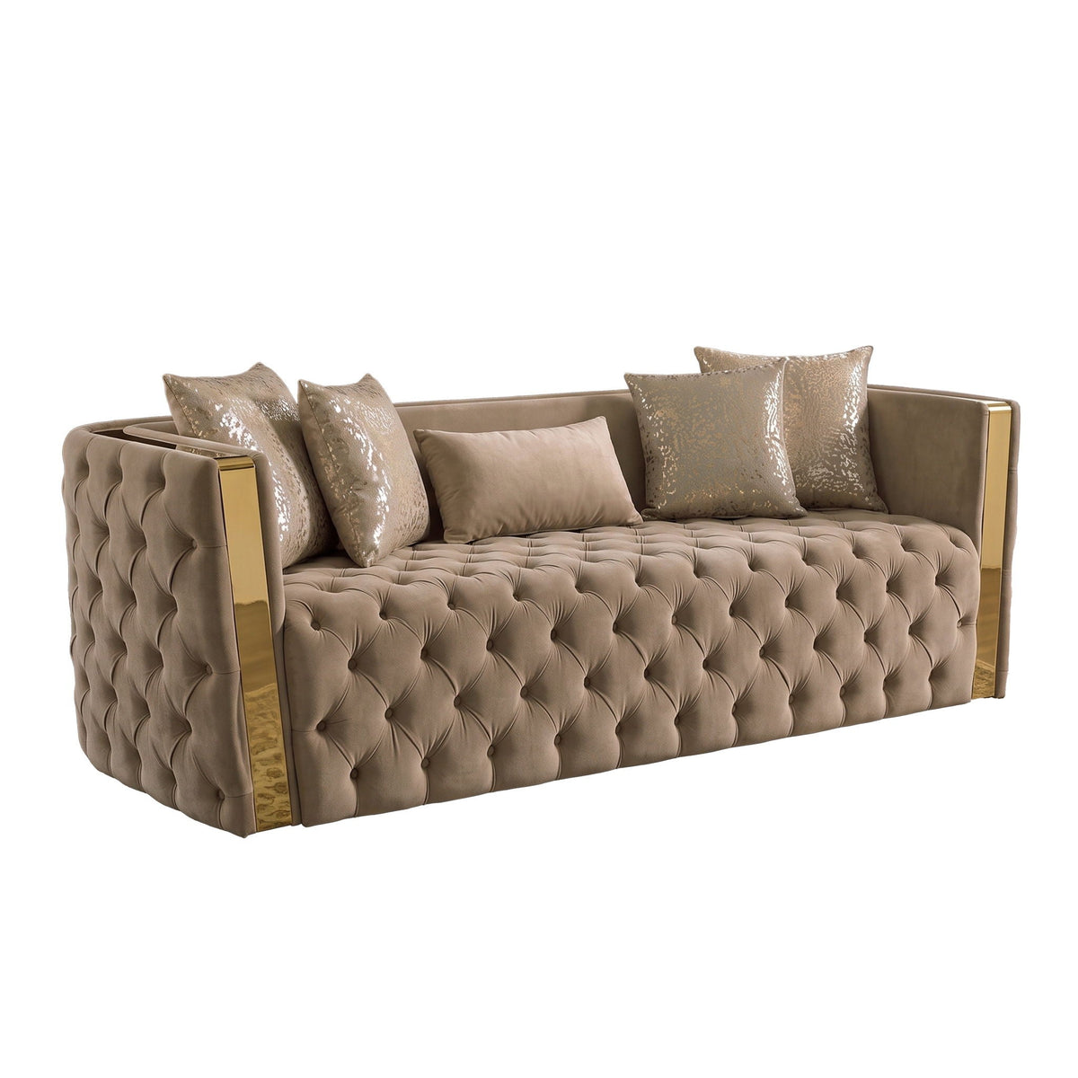 Naomi - Button Tufted Sofa - Taupe Matrix Furniture Group