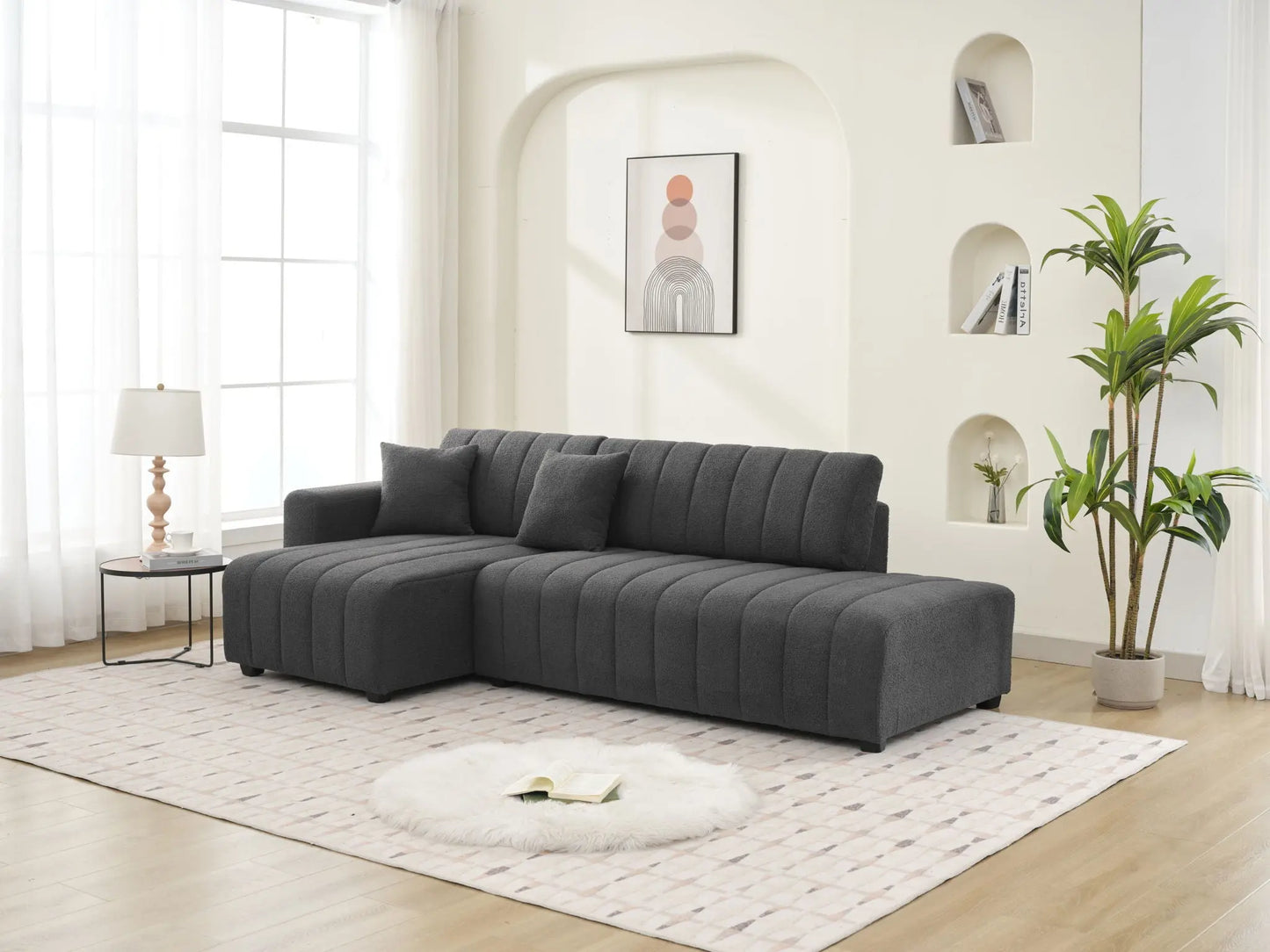 Jessica - Lamb Wool Sectional Sofa With Chaise Urban Retreats