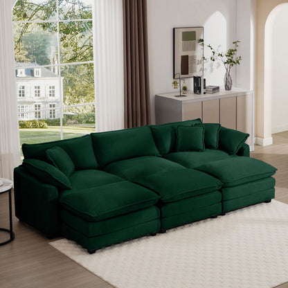 Modern Oversized Modular Cushion Sofa With Ottoman, Low Back, Deep Seating Sofa Set Home Essentials