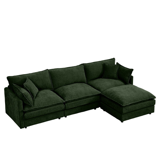 L Shaped Modular Sectional Sofa With Movable Ottoman, 3 Seater Comfortable Seating Home Essentials