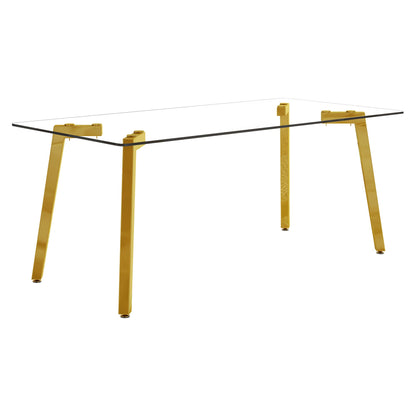Minimalist Rectangular Dining Table With Transparent Glass Top And Metal Legs Home Essentials