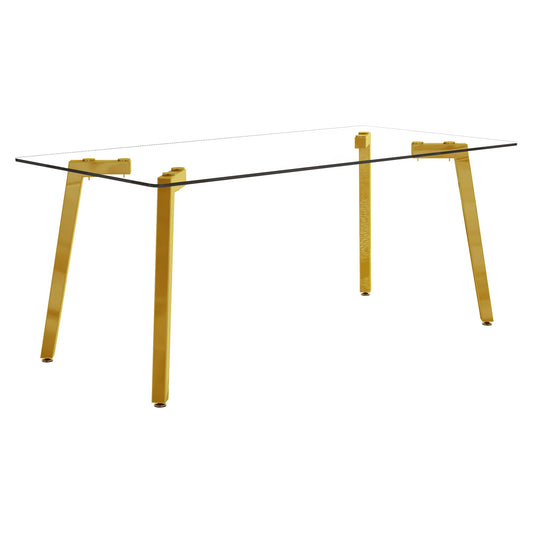 Minimalist Rectangular Dining Table With Transparent Glass Top And Metal Legs Home Essentials