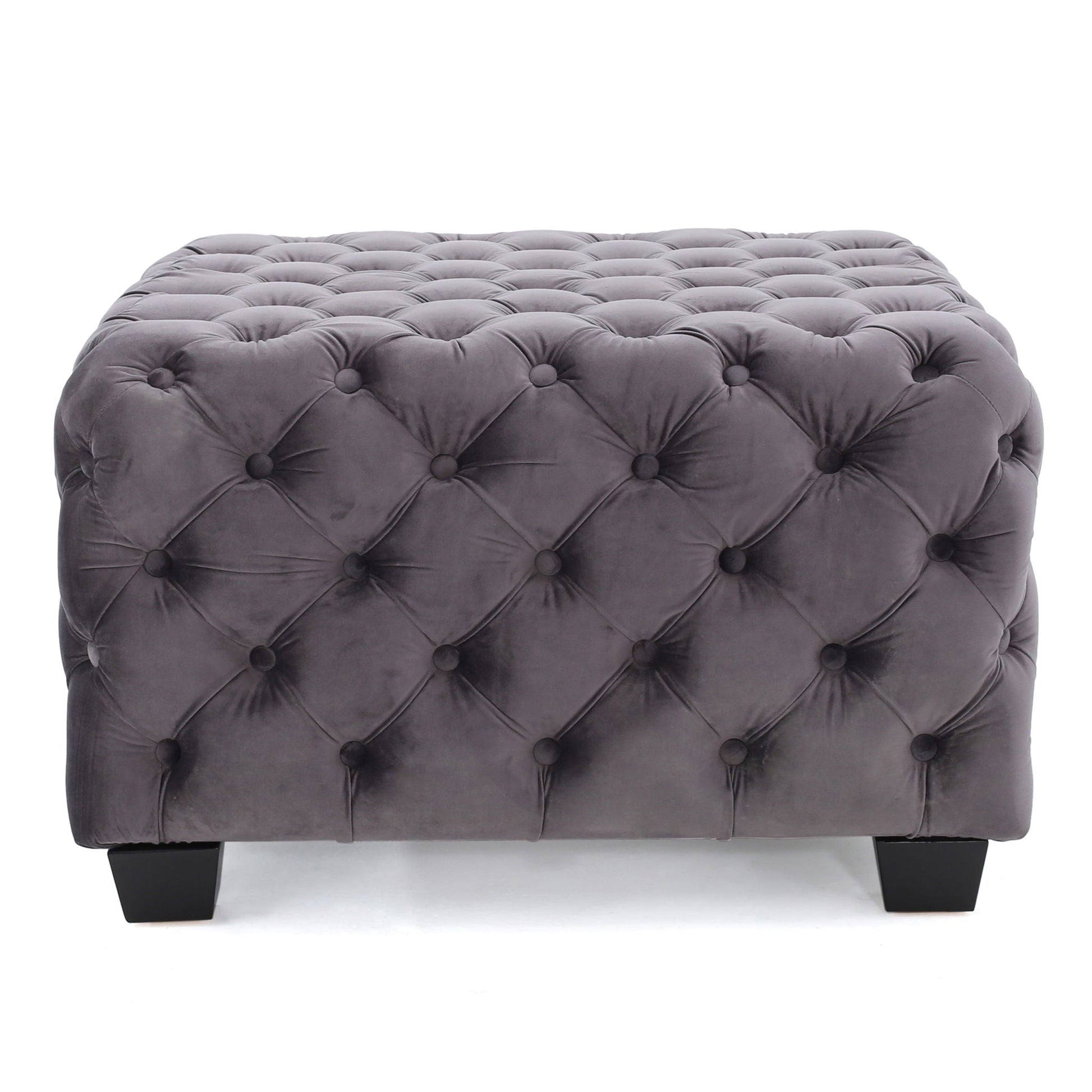 Modern Glam Ottoman With Velvet Upholstery And Button Tufted Design Noble House