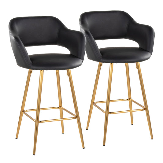 Margarite - Contemporary Fixed Height Counter Stool With Footrest (Set of 2) With Square Lumi Source