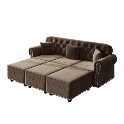 Upholstered Sofa Set With Nailhead Trim And Rolled Armrests, Includes Pillows Home Essentials