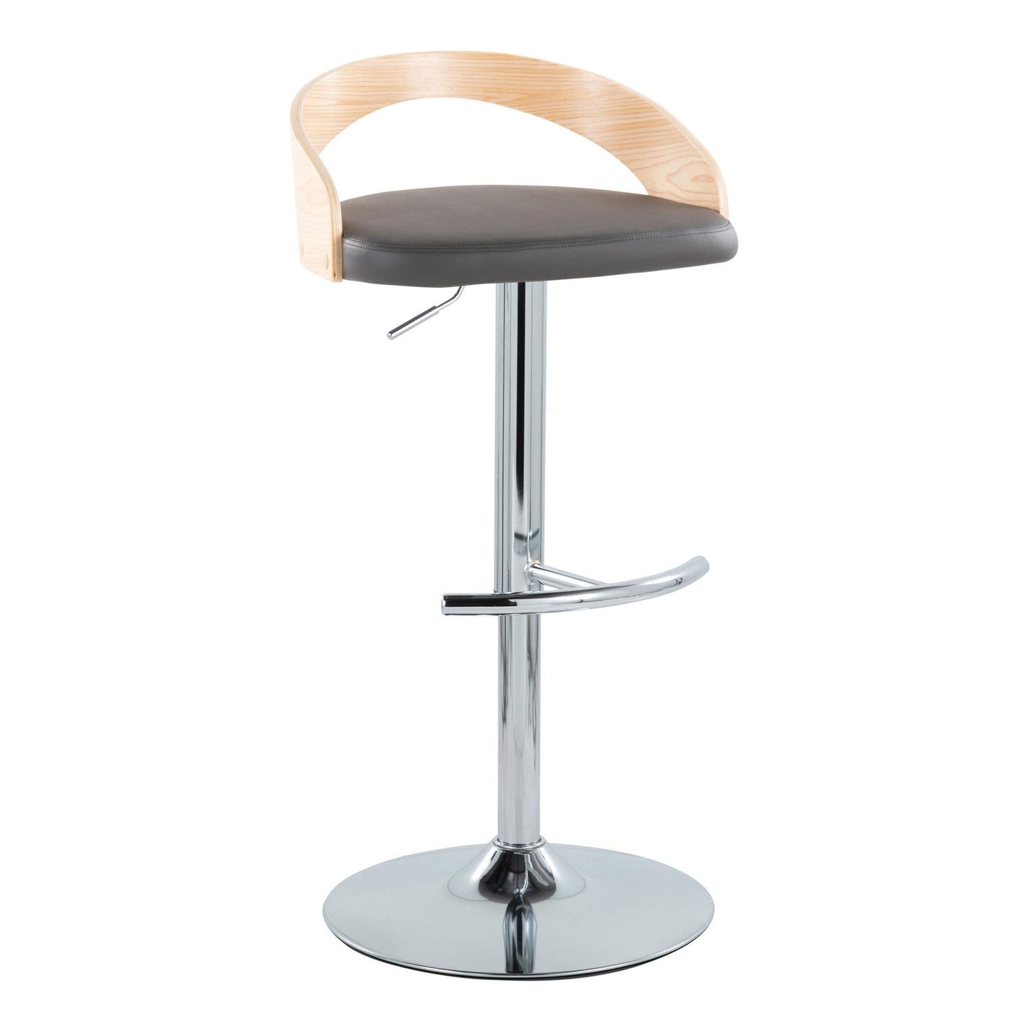 Grotto - Contemporary Adjustable Barstool, Swivel With Rounded T Footrest (Set of 2) Lumi Source