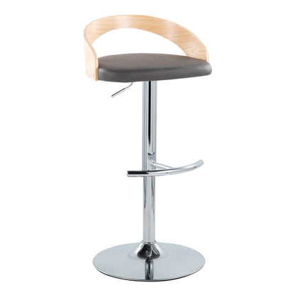 Grotto - Contemporary Adjustable Barstool, Swivel With Rounded T Footrest (Set of 2) Lumi Source