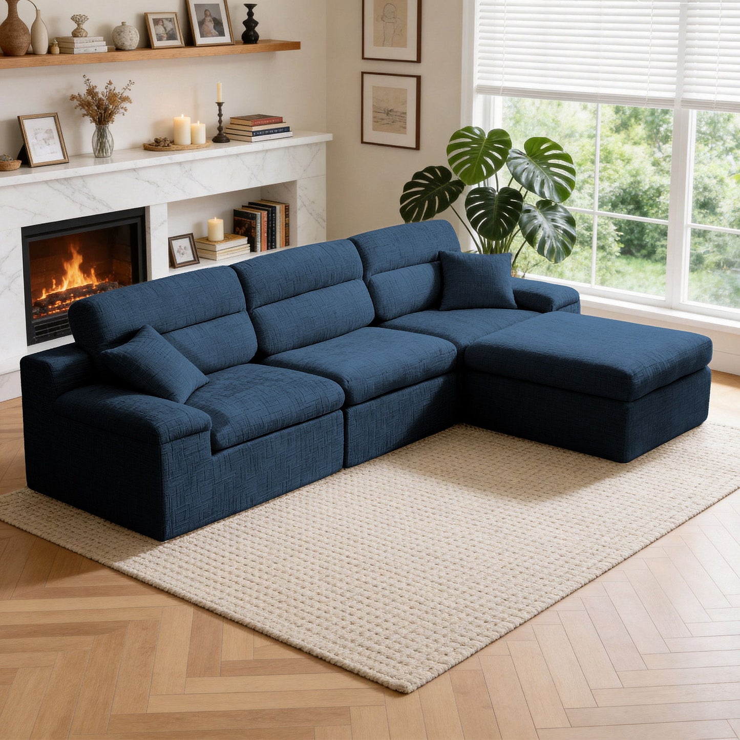 Corner Chaise Sofa With High Backrest Home Essentials