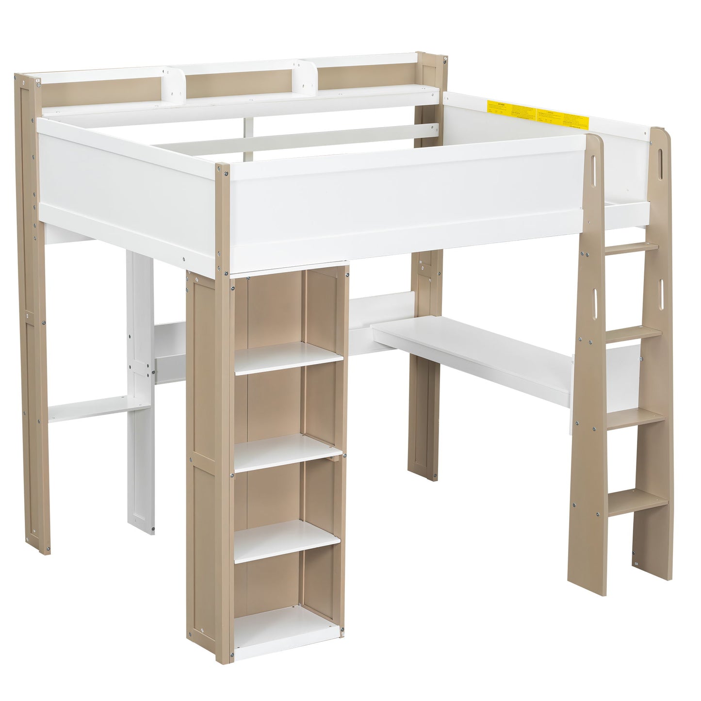 Loft Bed With Built In Storage Shelves, Clothes Rail, And Desk Hearth and Haven