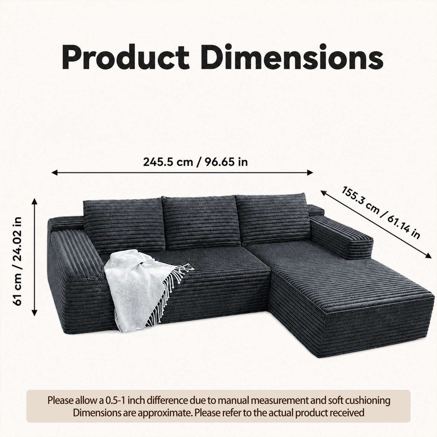 Modern L-Shaped Sectional Sofa With Left Facing Chaise Home Essentials