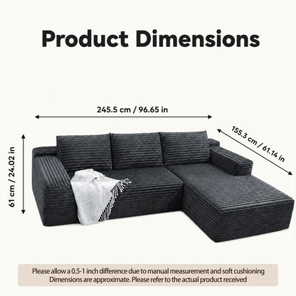Modern L-Shaped Sectional Sofa With Left Facing Chaise Home Essentials