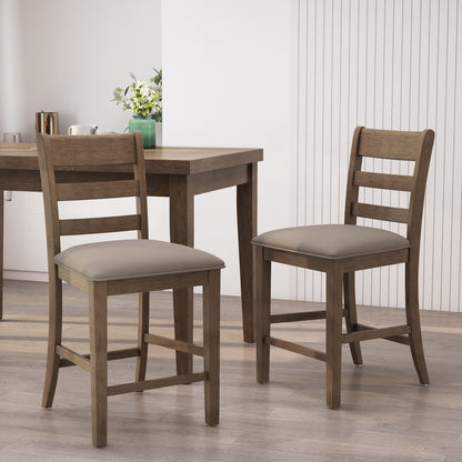 Farmhouse Upholstered Wood Counter Stools Noble House