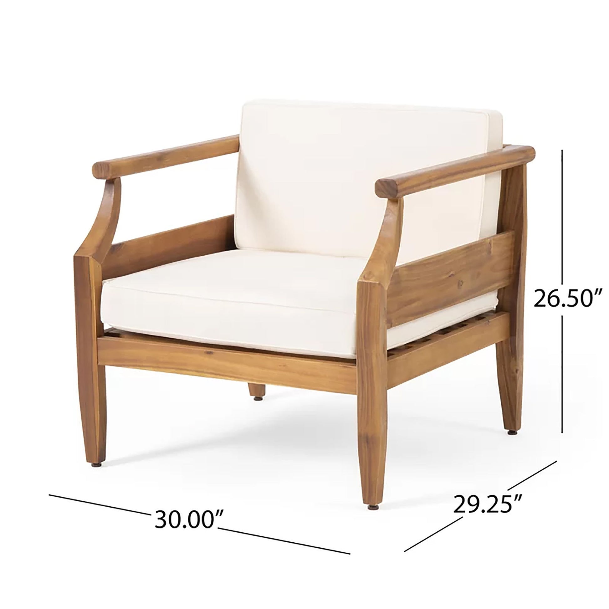 Alluvion - 4 Piece Wood Outdoor Patio Conversation Set With Cream Cushions - Teak / Beige Noble House