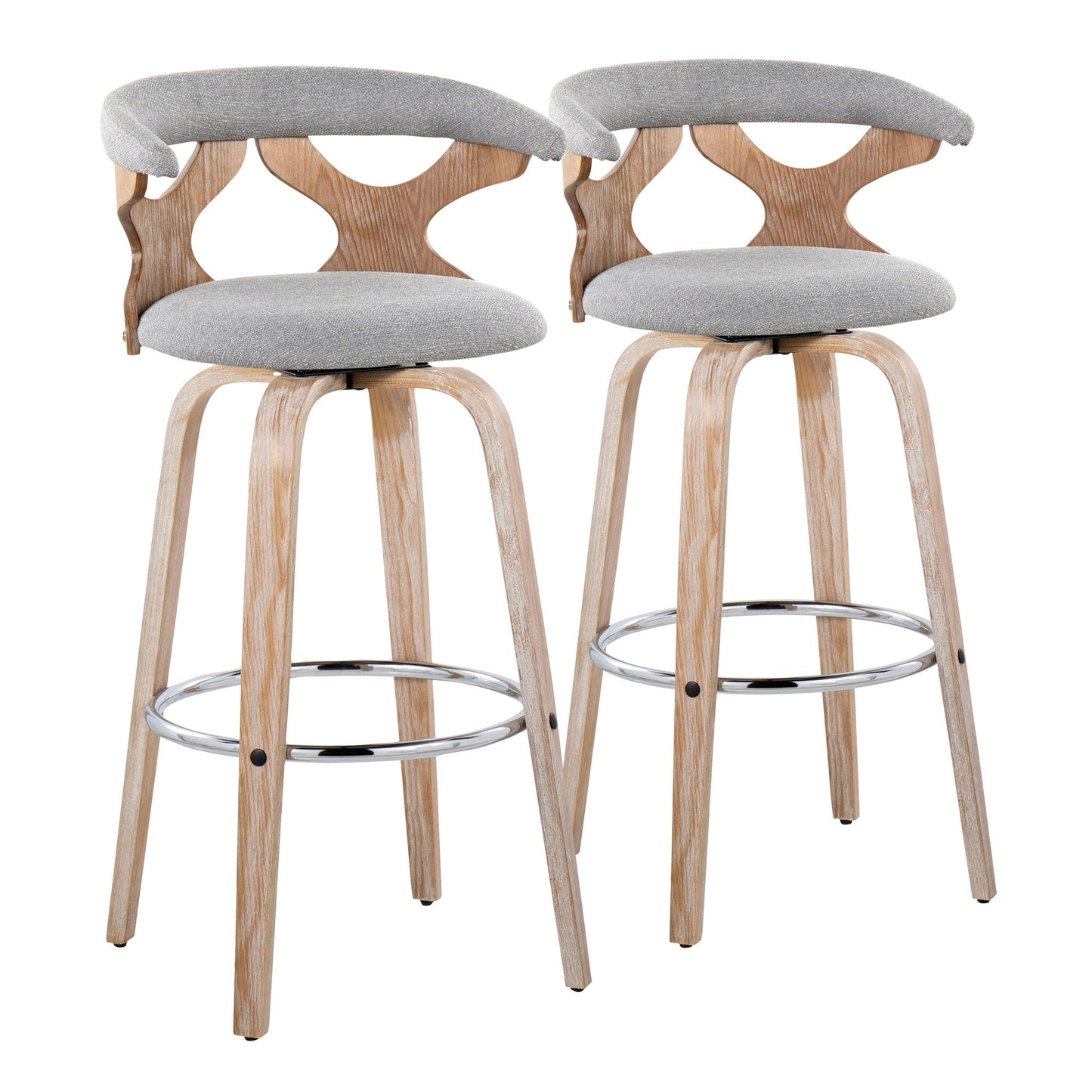 Gardenia - Contemporary Fixed Height Barstool With Swivel With Round Footrest (Set of 2) Lumi Source