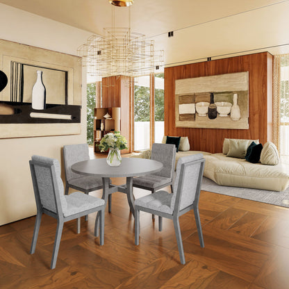 Tufted Upholstery Modern Dining Chairs (Set of 2) Sleek Comfort With Rubber Wood Frame - Gray / Oak Hearth and Haven