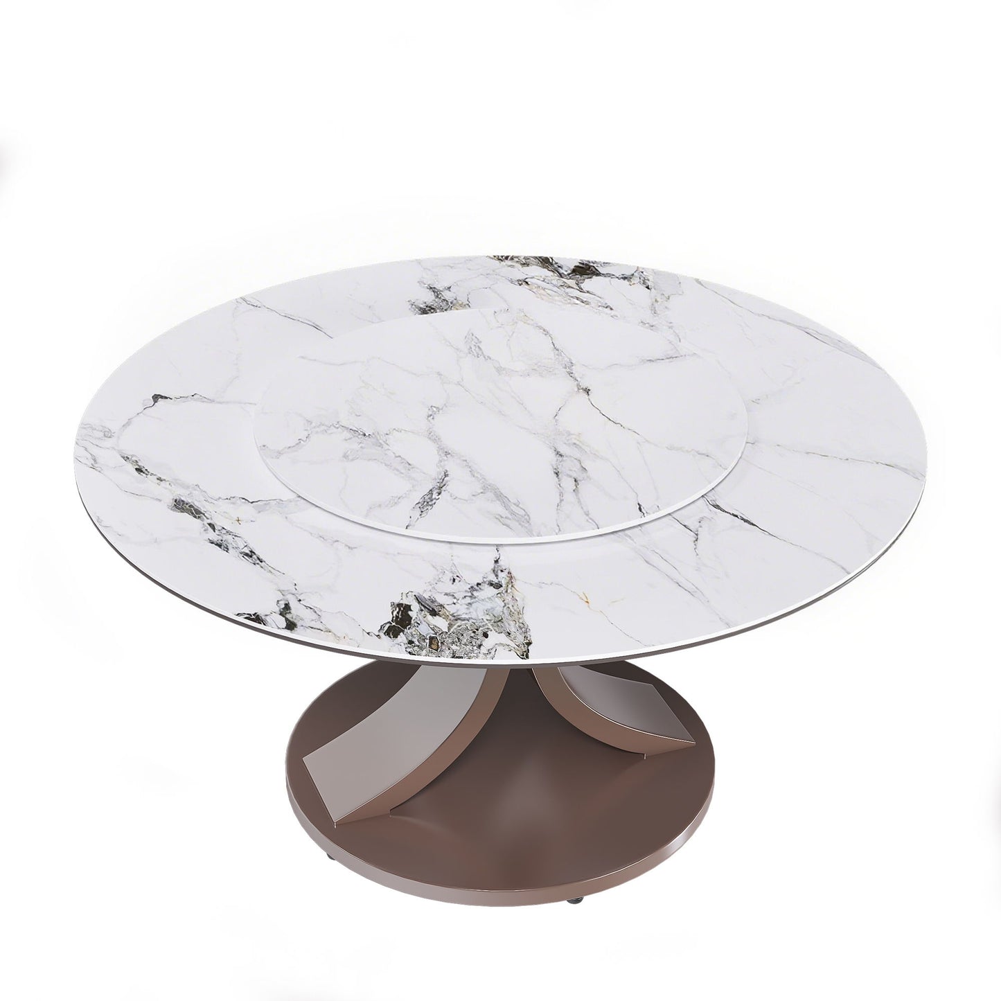 Round Dining Table With 360° Rotating Lazy Susan Scratch & Heat For Dining Room & Kitchen, Table Only - White Home Essentials