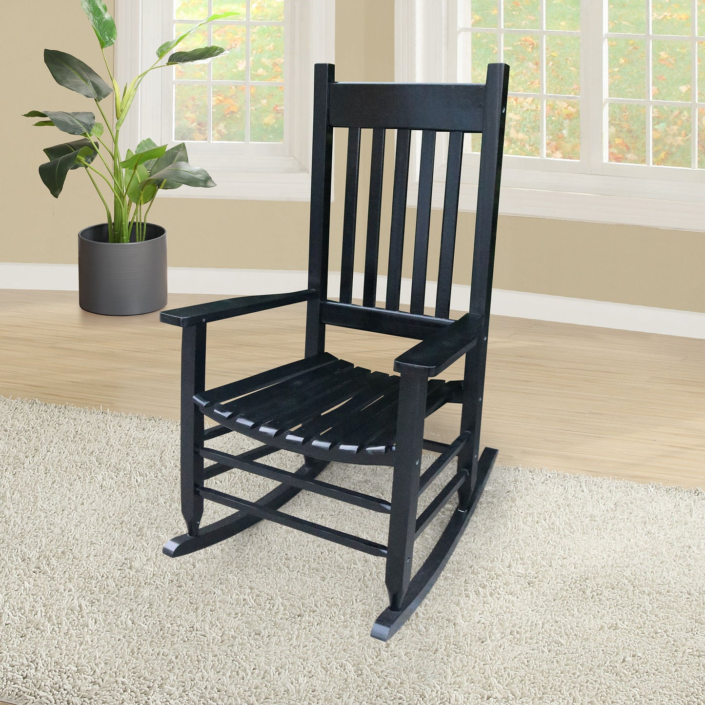 Classic Wooden Porch Rocker Chair White Populus Wood Comfortable Design Home Essentials