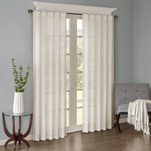 Harper - 84" Solid Crushed Window Panel Pair - White Madison Park