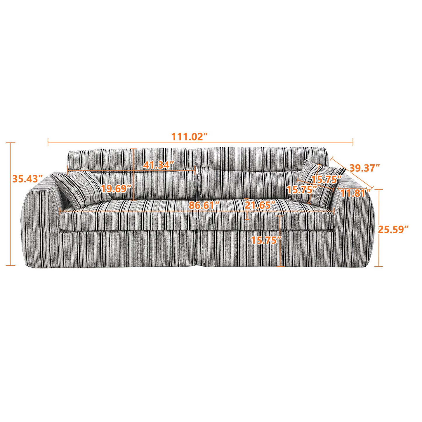 3 Seater, Couch With Throw Pillows For Living Room Home Essentials