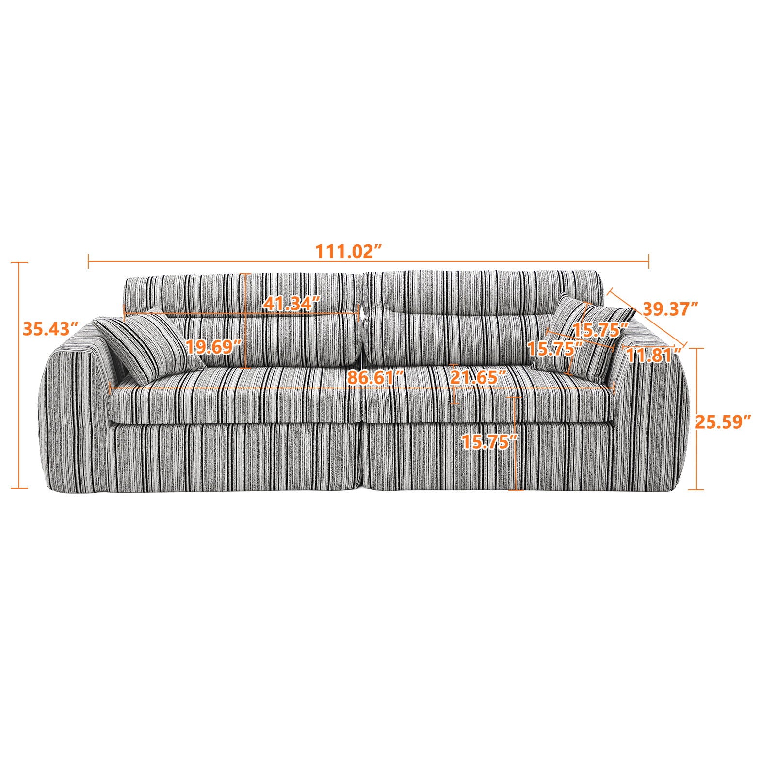 3 Seater, Couch With Throw Pillows For Living Room Home Essentials